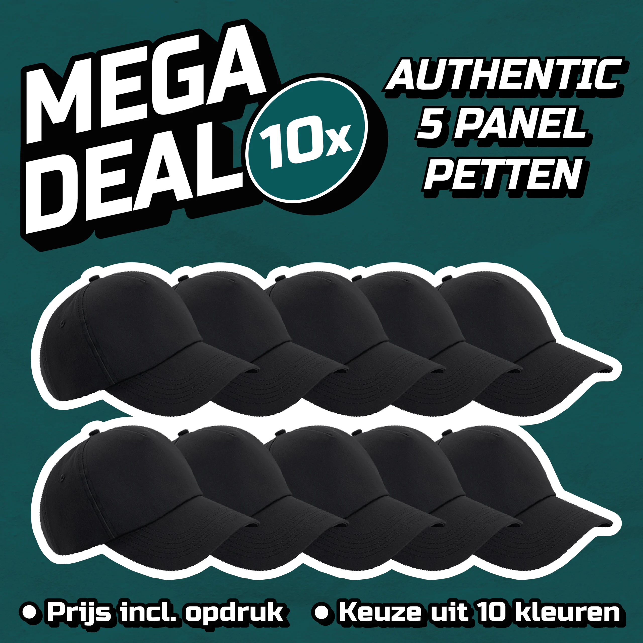 MEGADEAL 10x Authentic 5 panel petten Textieldrukshop