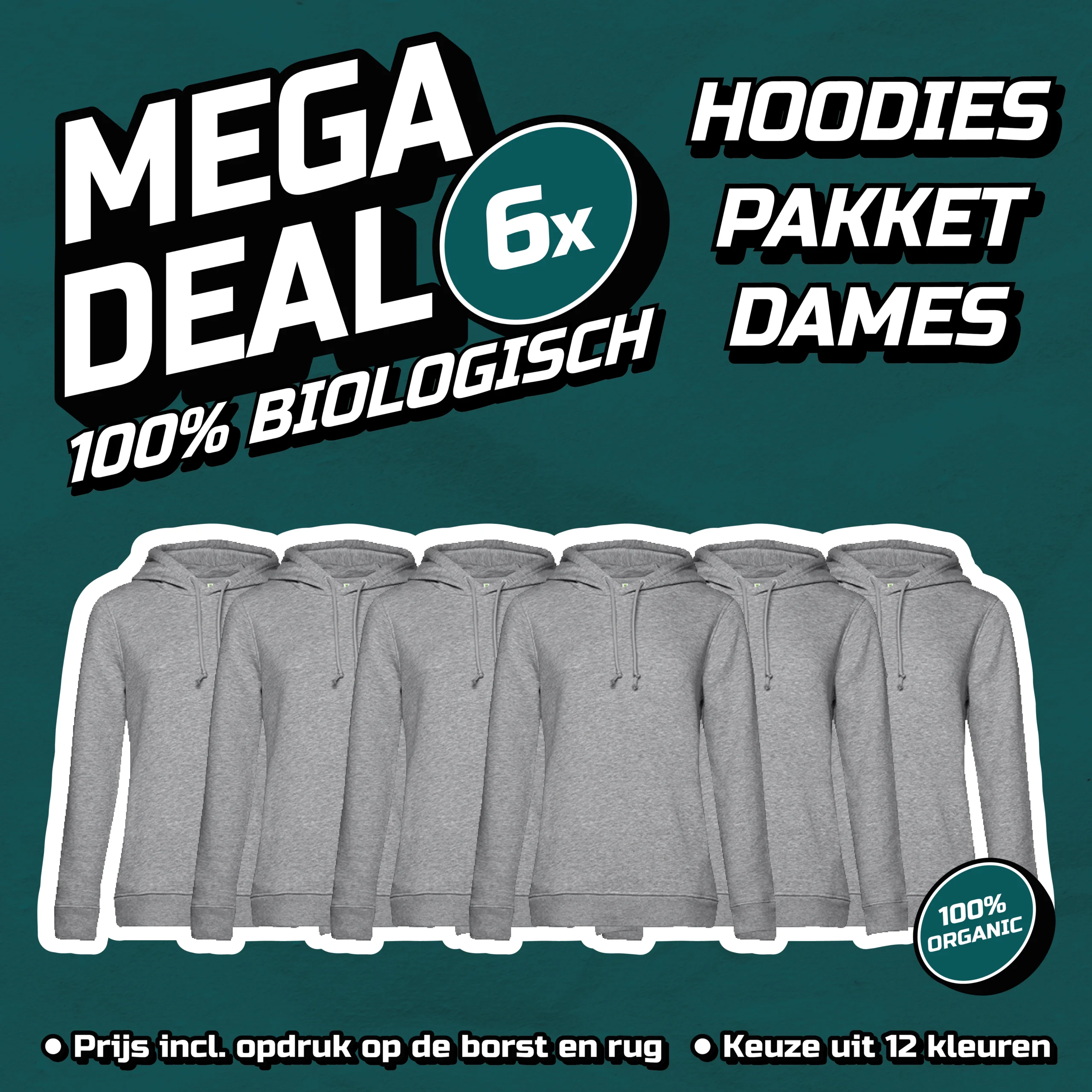 MEGADEAL Biologisch hoodiepakket dames 6x